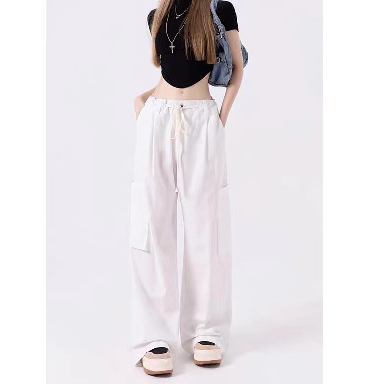 Women's Loose Casual Wide-Leg Gray Trousers