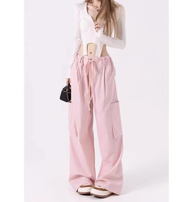 Women's Loose Casual Wide-Leg Gray Trousers