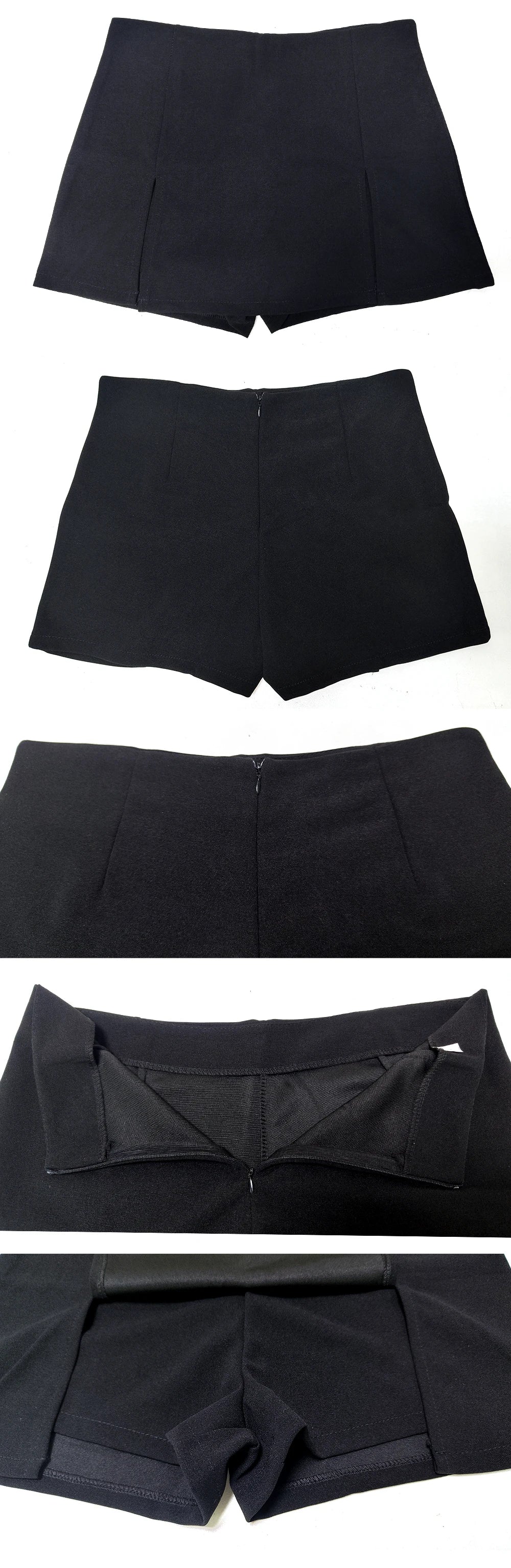 Split Skirt Women's Black A-line Mini Shorts