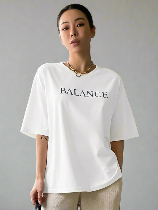 Balance Print Casual Loose Women's Tee