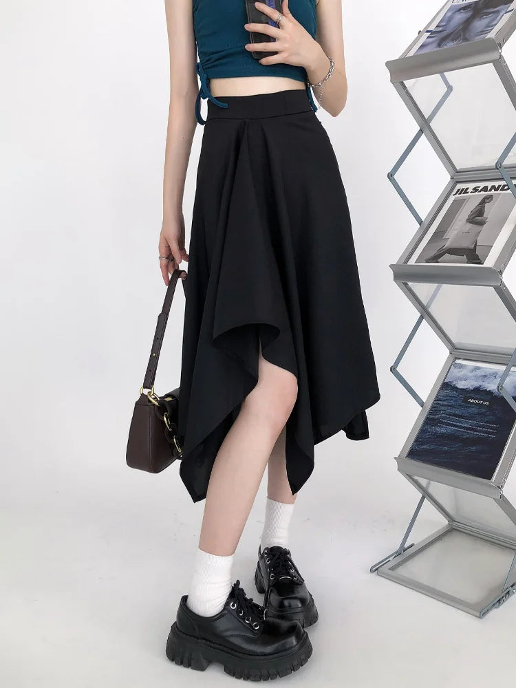 Vintage High Waist Pleated Midi Skirt