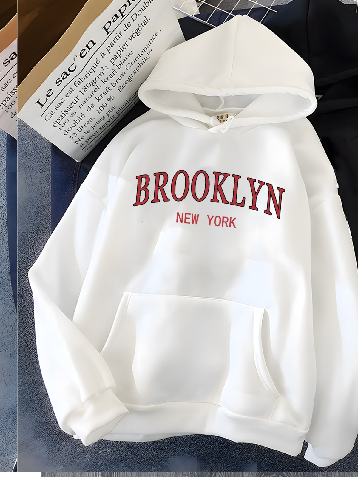 Brooklyn Red Letter Print Women's Oversized Hoodie