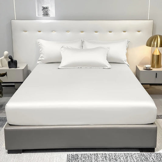 Solid White Satin Silk Bedspread