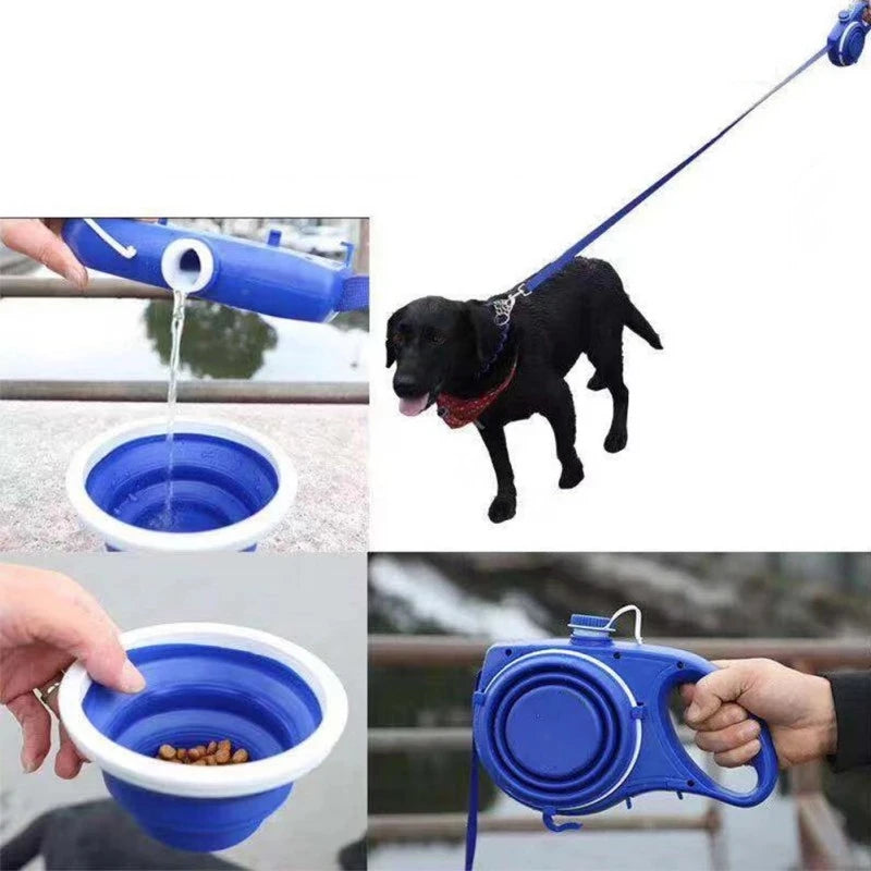 Pet Leash with Water Bottle & Bowl