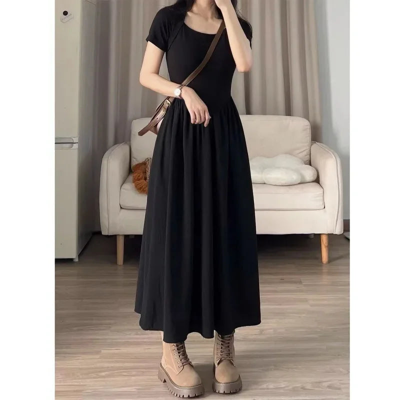 Style Korean Slim Black Summer Dress