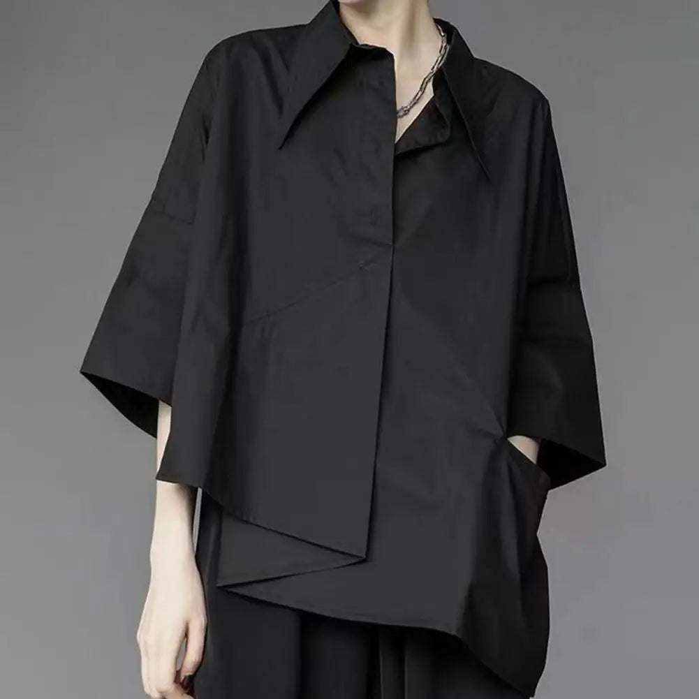 Y2L Irregular Hem Black Shirt