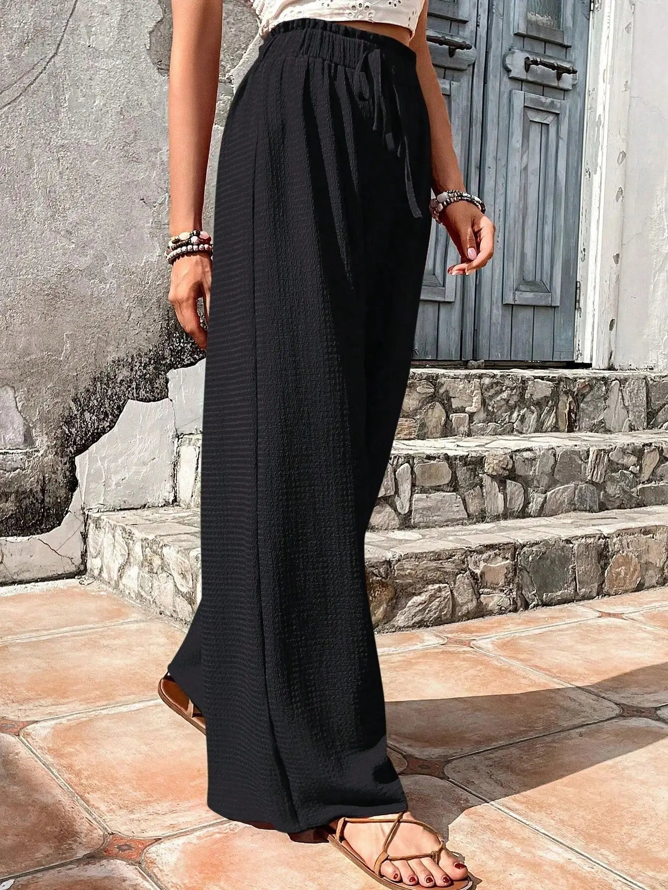 Women's High Waist Ice Silk Wide Leg Pants