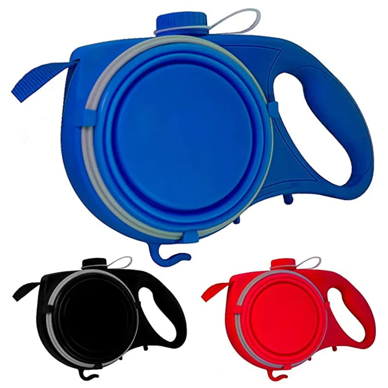 Pet Leash with Water Bottle & Bowl