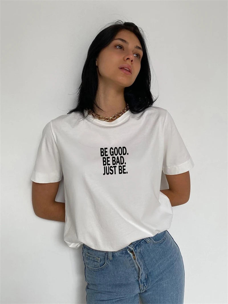 Simple Loose Letter Print Women's T-Shirt