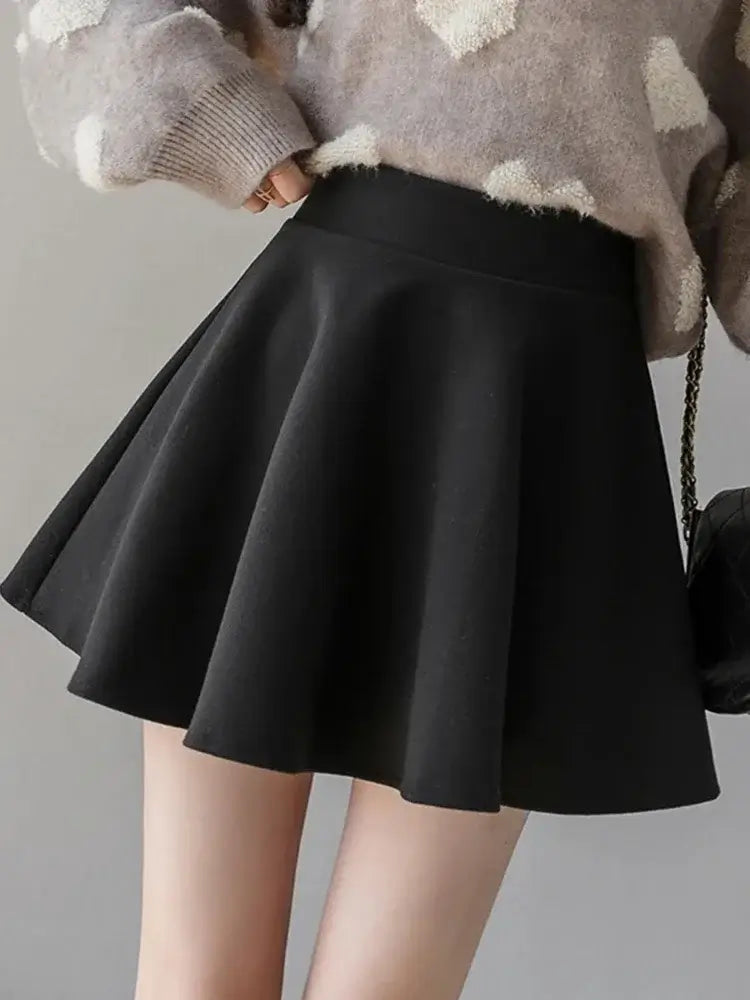 Autumn Women's PU Pleated Mini Skirt