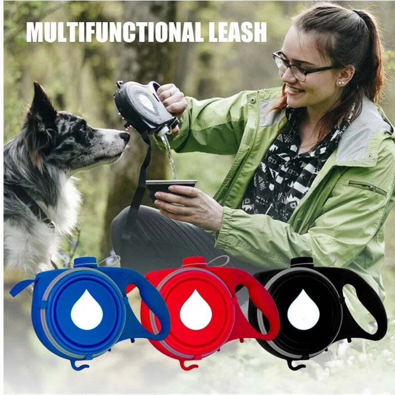 Pet Leash with Water Bottle & Bowl