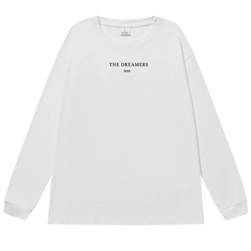 Letters Print Long Sleeve Women's Cotton T-Shirt