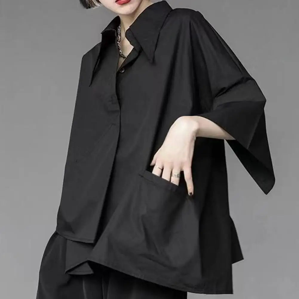 Y2L Irregular Hem Black Shirt