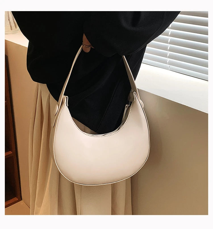 Solid PU Zipper Hobo Bag