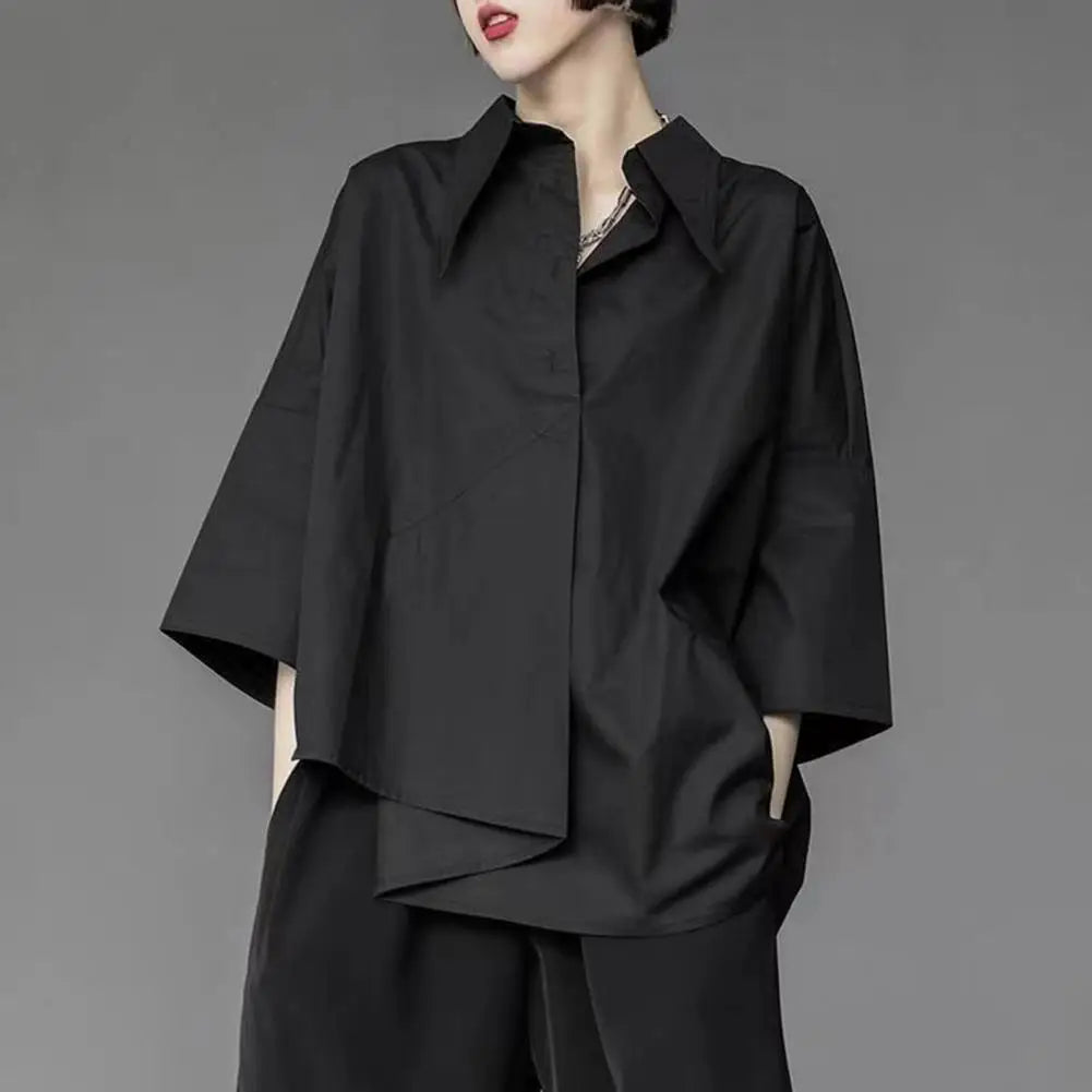 Y2L Irregular Hem Black Shirt