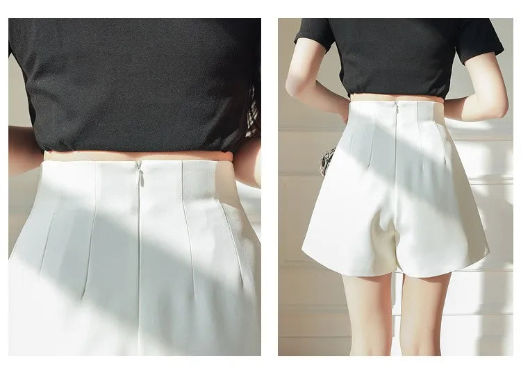 High Waist A-line Suit Shorts for Women