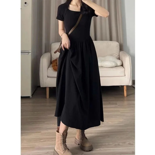 Style Korean Slim Black Summer Dress