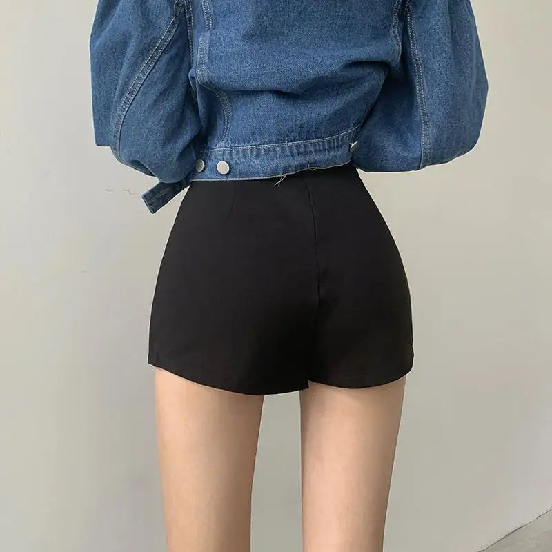 Split Skirt Women's Black A-line Mini Shorts