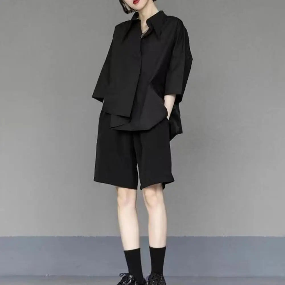 Y2L Irregular Hem Black Shirt