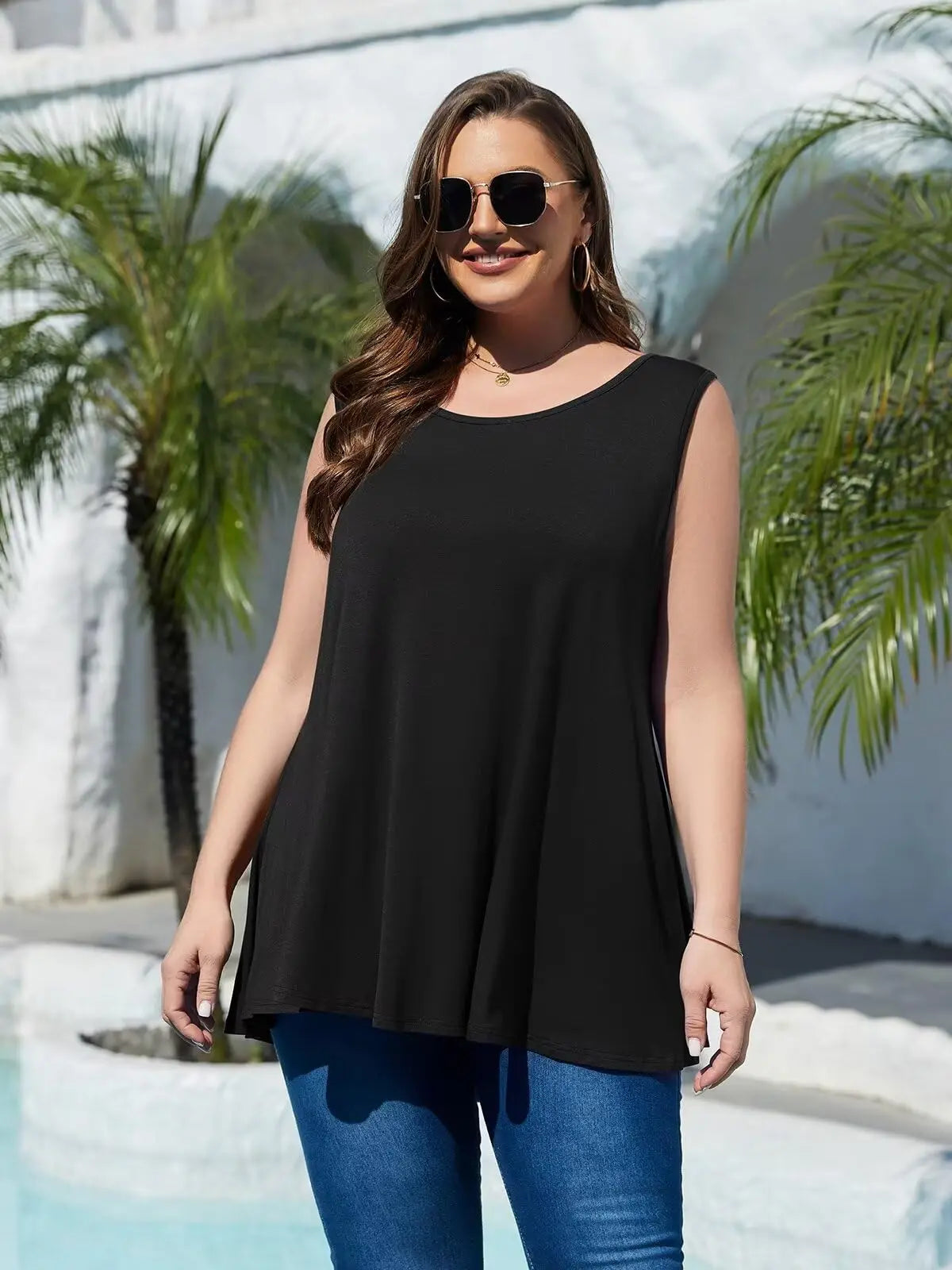 Women's Plus Size Casual Solid Tank Top