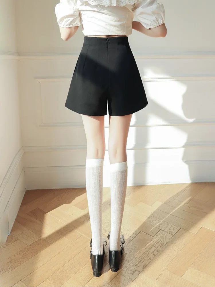 High Waist A-line Suit Shorts for Women